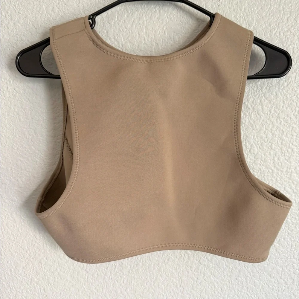 Skims Sport High Neck Cropped Swim Top in Desert Tan Size 2x NWT